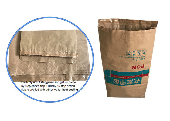 Τσάντες εγγράφου λογότυπων 120g/m2 Multiwall Kraft εκτύπωσης συνήθειας με το επίστρωμα PE βαθμού τροφίμων
