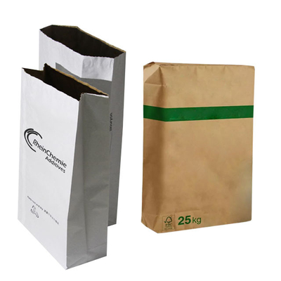 Βαθμός τροφίμων κολλημένες 3layer τσάντες 25kg Flexo εγγράφου Multiwall βαλβίδων που τυπώνεται