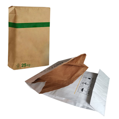 Βαθμός τροφίμων κολλημένες 3layer τσάντες 25kg Flexo εγγράφου Multiwall βαλβίδων που τυπώνεται