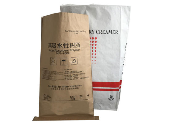 15kg 20kg 25kg διπλή τσάντα εγγράφου της Kraft στρώματος άσπρη καφετιά για τη συσκευασία