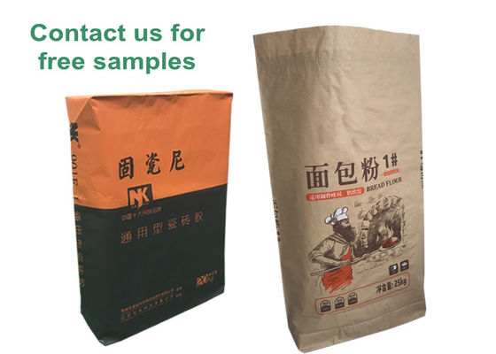 σάκος τσαντών βαλβίδων εγγράφου 25kg 20kg 50kg Multiwall Kraft για την υλική συσκευασία σκονών